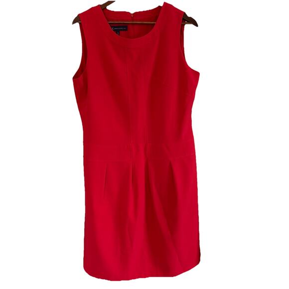 Anne Klein Red Sleeveless Knee Length Sheath Dress Lined Size 16 Excellent - Picture 1 of 13